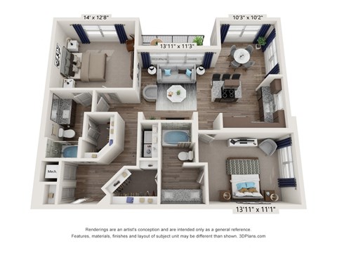 waters edge at mansfield b4 floor plan 2 bed 2 bath